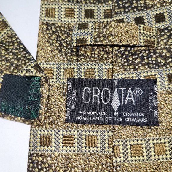 Croita Cravats Tie Men Silk Handmade in Croatia Geometric Print Designer Necktie - Picture 3 of 8